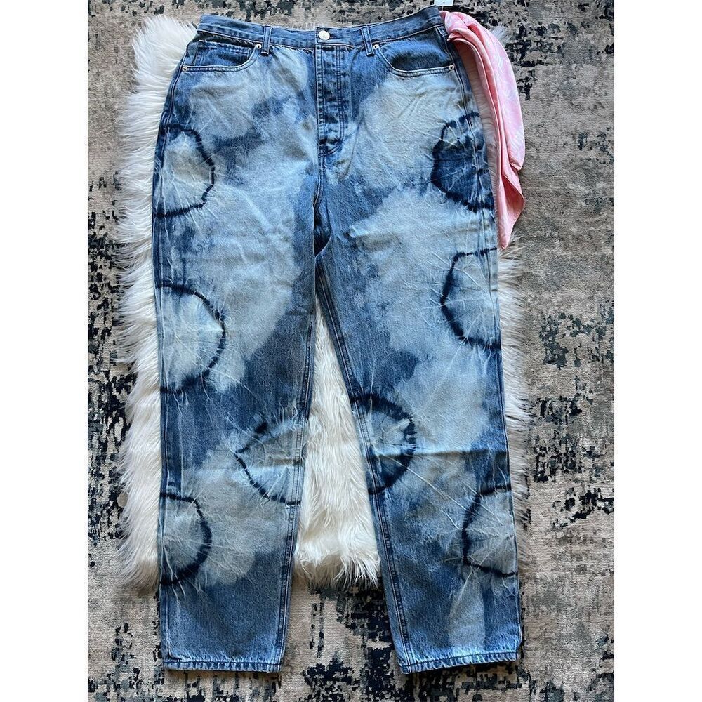 🆕 Juicy Couture Jeans Women's Relaxed Fit Tie Dye Denim 100% Cotton Size 31 Blue